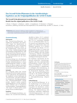 Vorschauseite 1: Das Second-Victim-Phänomen in der Anästhesiologie: Ergebnisse aus der Originalpublikation der SeViD-X-Studie