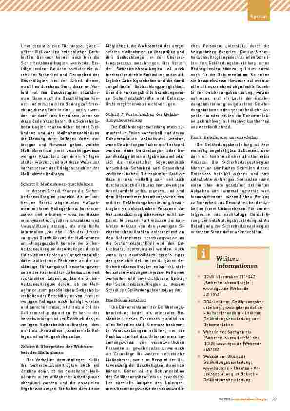 Vorschauseite 3: Starke Beteiligung. Kontinuierlicher Beitrag zur Gefährdungsbeurteilung.