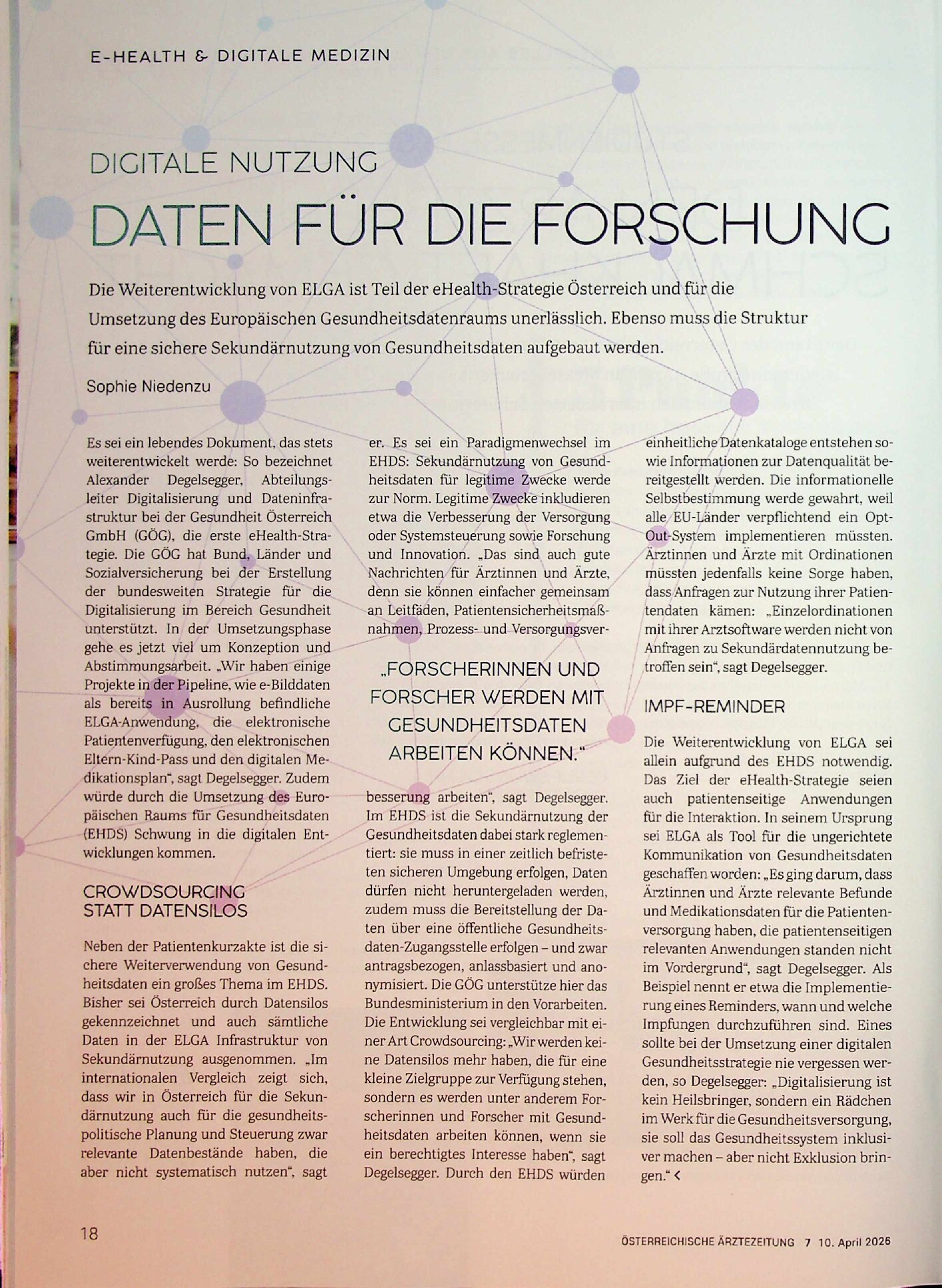 Vorschauseite 1: Digitale Nutzung: Daten für die Forschung