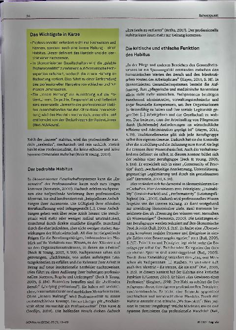 Vorschauseite 2: Habitus: Gelebte Professionalität. Professioneller „Habitus“ in helfenden Berufen als Bestandteil des Bildungskonzepts.