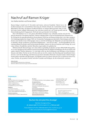 Vorschauseite 1: Nachruf auf Ramon Krüger