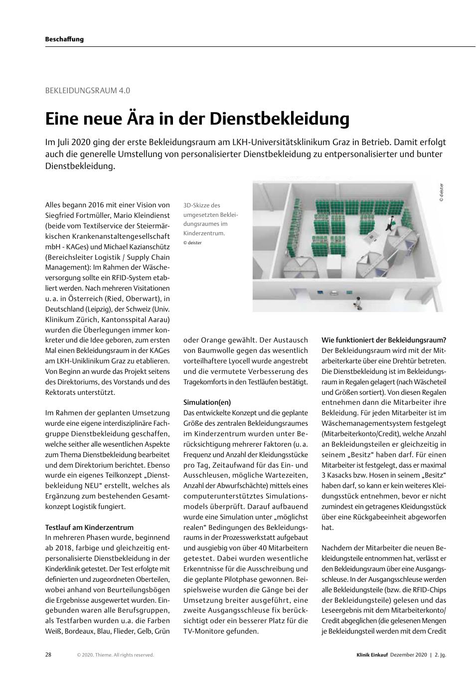 Vorschauseite 1: Bekleidungsraum 4.0: Eine neue Ära in der Dienstbekleidung