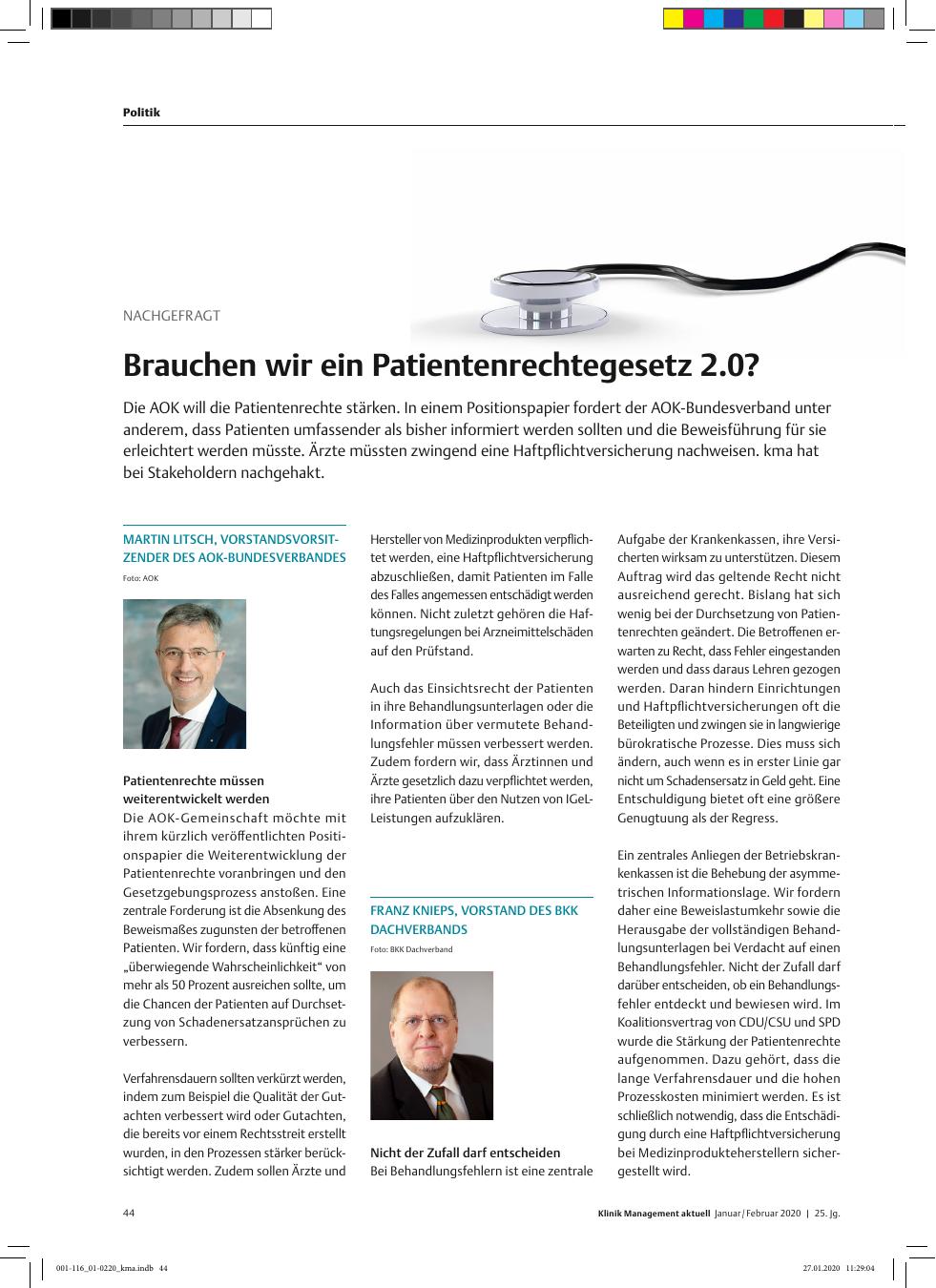 Vorschauseite 1: NACHGEFRAGT: Brauchen wir ein Patientenrechtegesetz 2.0?