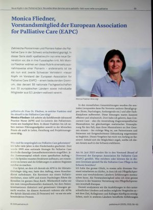 Vorschauseite 1: Monica Fliedner, Vorstandsmitglied der European Association for Palliative Care (EAPC)