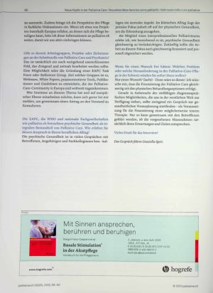 Vorschauseite 2: Monica Fliedner, Vorstandsmitglied der European Association for Palliative Care (EAPC)