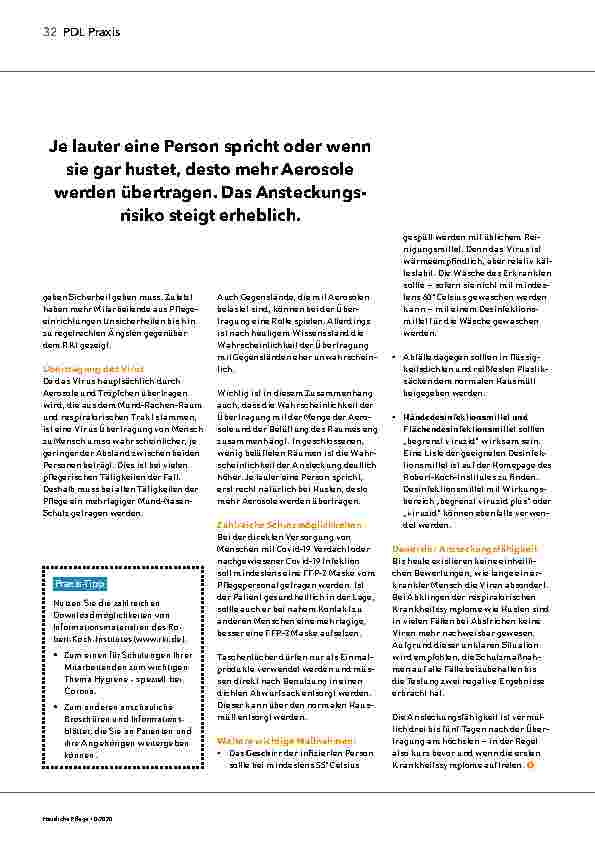 Vorschauseite 1: Je lauter eine Person spricht oder wenn sie gar hustet, desto mehr Aerosole werden übertragen. Das Ansteckungsrisiko steigt erheblich