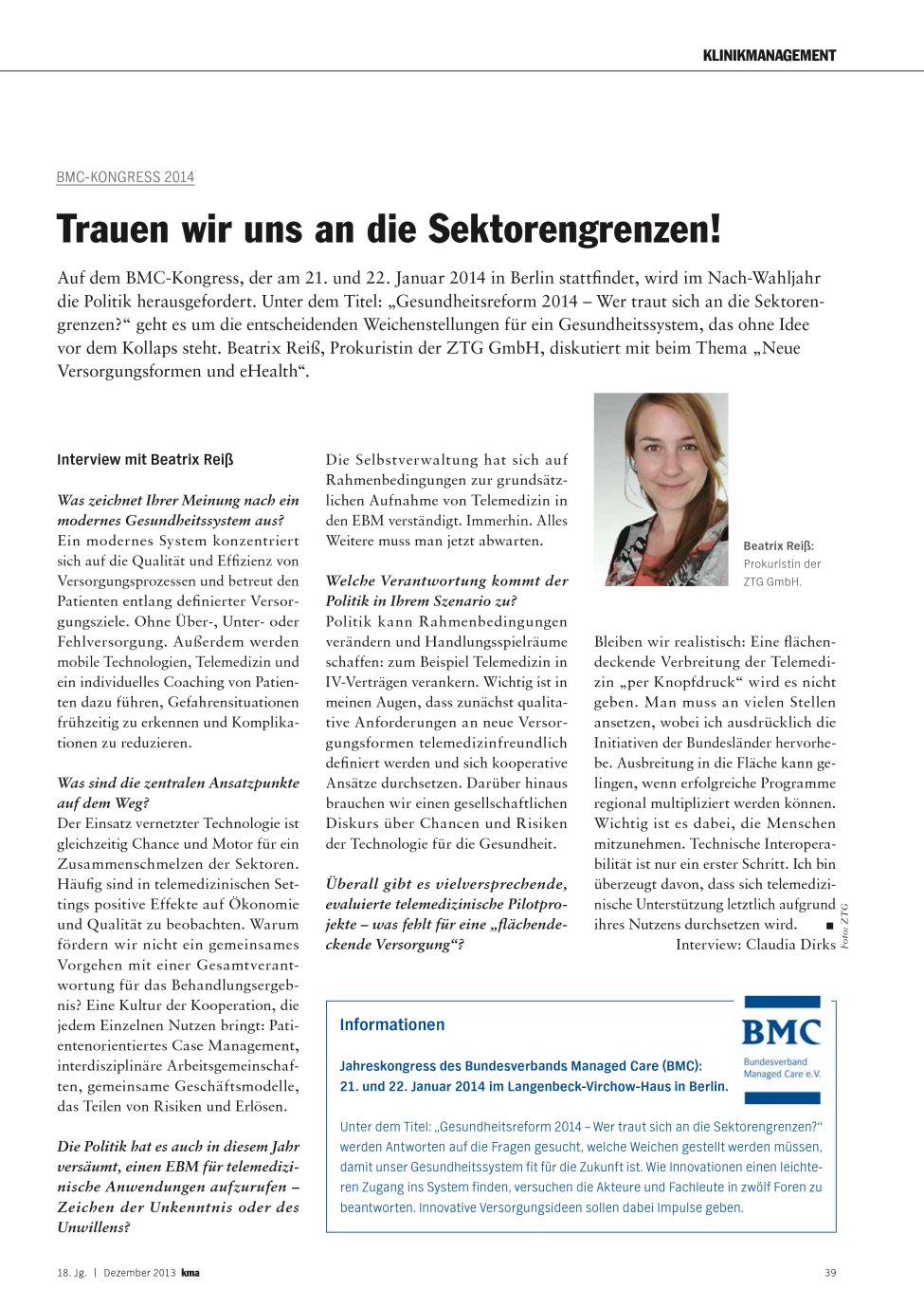 Vorschauseite 1: Trauen wir uns an die Sektorengrenzen!