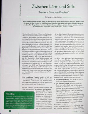 Vorschauseite 1: Zwischen Lärm und Stille Tinnitus - Ein echtes Problem?