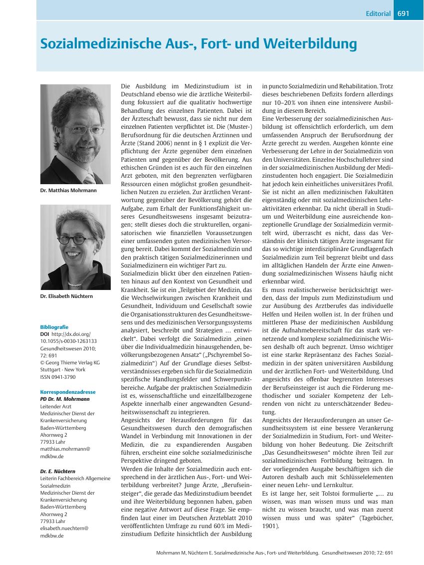 Vorschauseite 1: Sozialmedizinische Aus-, Fortund Weiterbildung