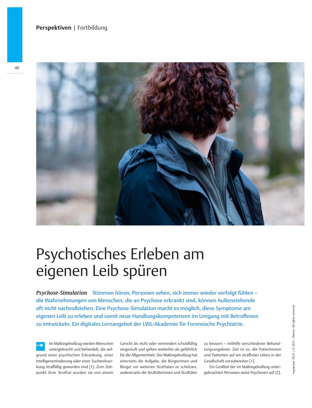 Vorschauseite 1: Psychotisches Erleben am eigenen Leib spüren? Psychose-Simulation