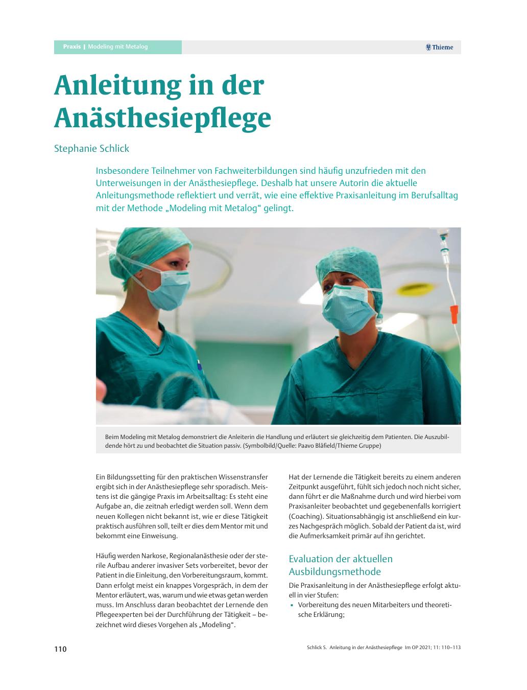 Vorschauseite 1: Anleitung in der Anästhesiepflege