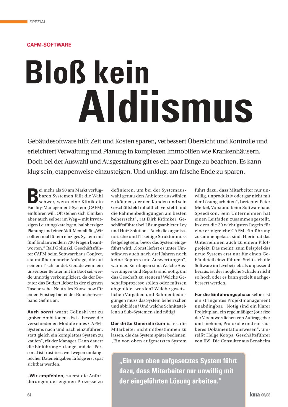 Vorschauseite 1: Bloß kein Aldiismus