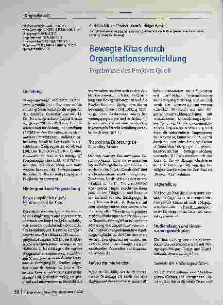Vorschauseite 1: Bewegte Kitas durch Organisationsentwicklung Ergebnisse des Projekts QueB