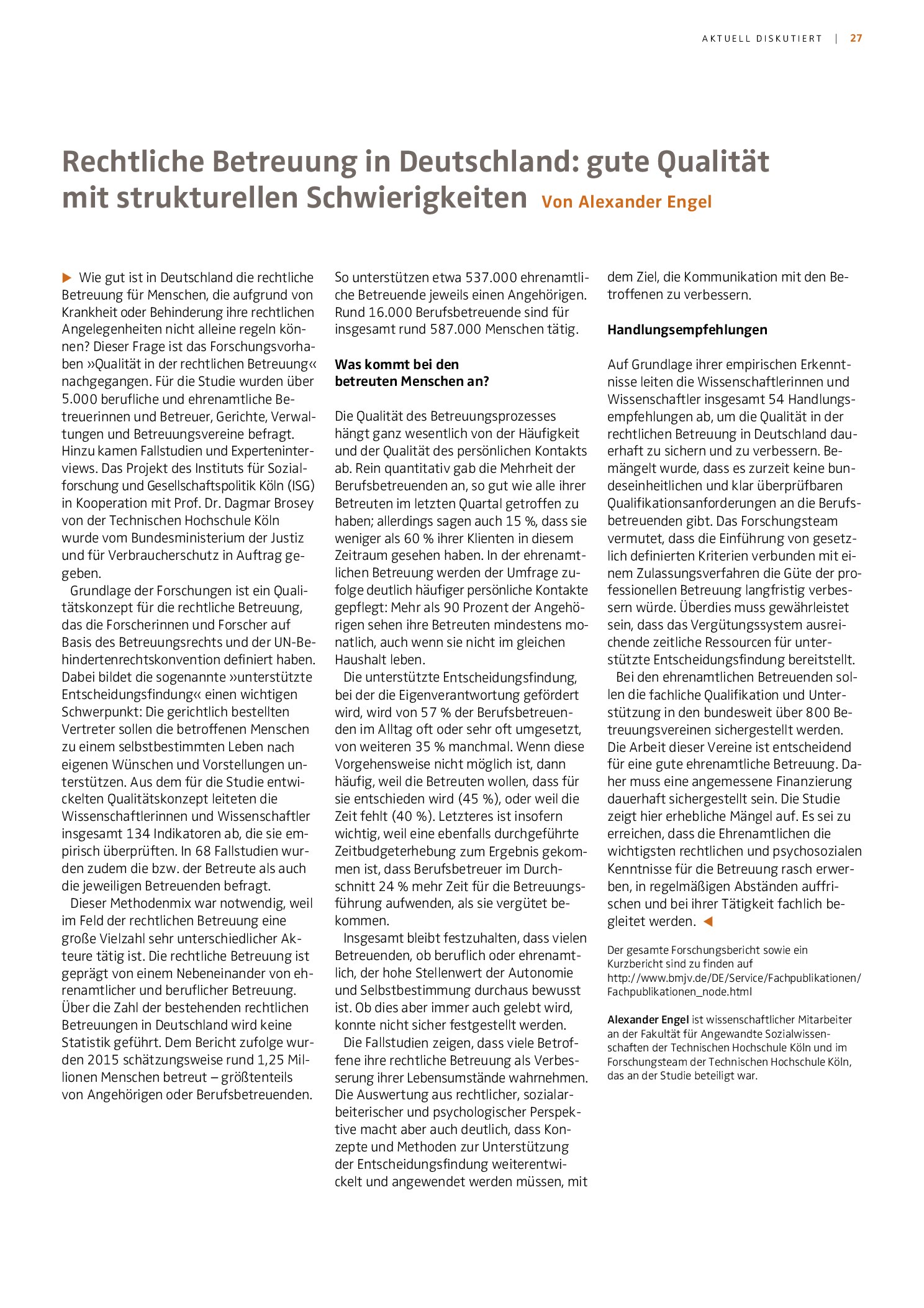 Vorschauseite 1: Rechtliche Betreuung in Deutschland: Gute Qualität mit strukturellen Schwierigkeiten