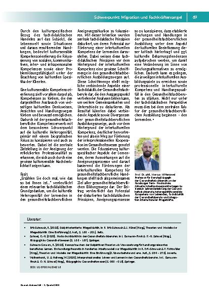 Vorschauseite 5: „Erzählen Sie doch mal, wie das so bei Ihnen ist…“ Förderung der Sensibilisierung für die kulturelle Heterogenität in der gesundheitsfachlichen Ausbildung