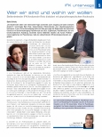 Vorschauseite 1: Wer wir sind und wohin wir wollen. Stellvertretender IFK-Vorsitzender Rietz diskutiert mit physiotherapeutischem Nachwuchs.