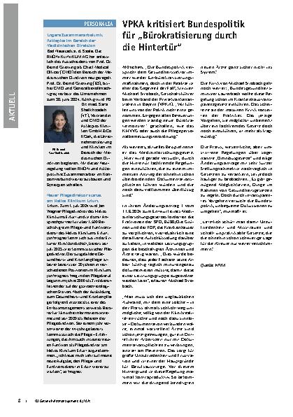 Vorschauseite 1: VPKA kritisiert Bundespolitik für „Bürokratisierung durch die Hintertür“