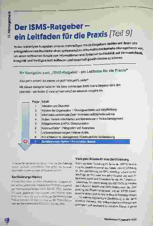 Vorschauseite 1: Der ISMS-Ratgeber: Ein Leitfaden für die Praxis (Teil 9)