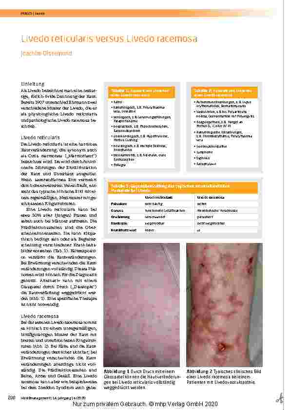 Vorschauseite 1: Livedo reticularis versus Livedo racemosa