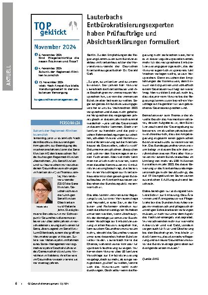 Vorschauseite 1: Lauterbachs Entbürokratisierungsexperten haben Prüfaufträge und Absichtserklärungen formuliert.