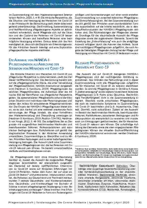 Vorschauseite 2: Covid-19 aus pflegediagnostischer Perspektive