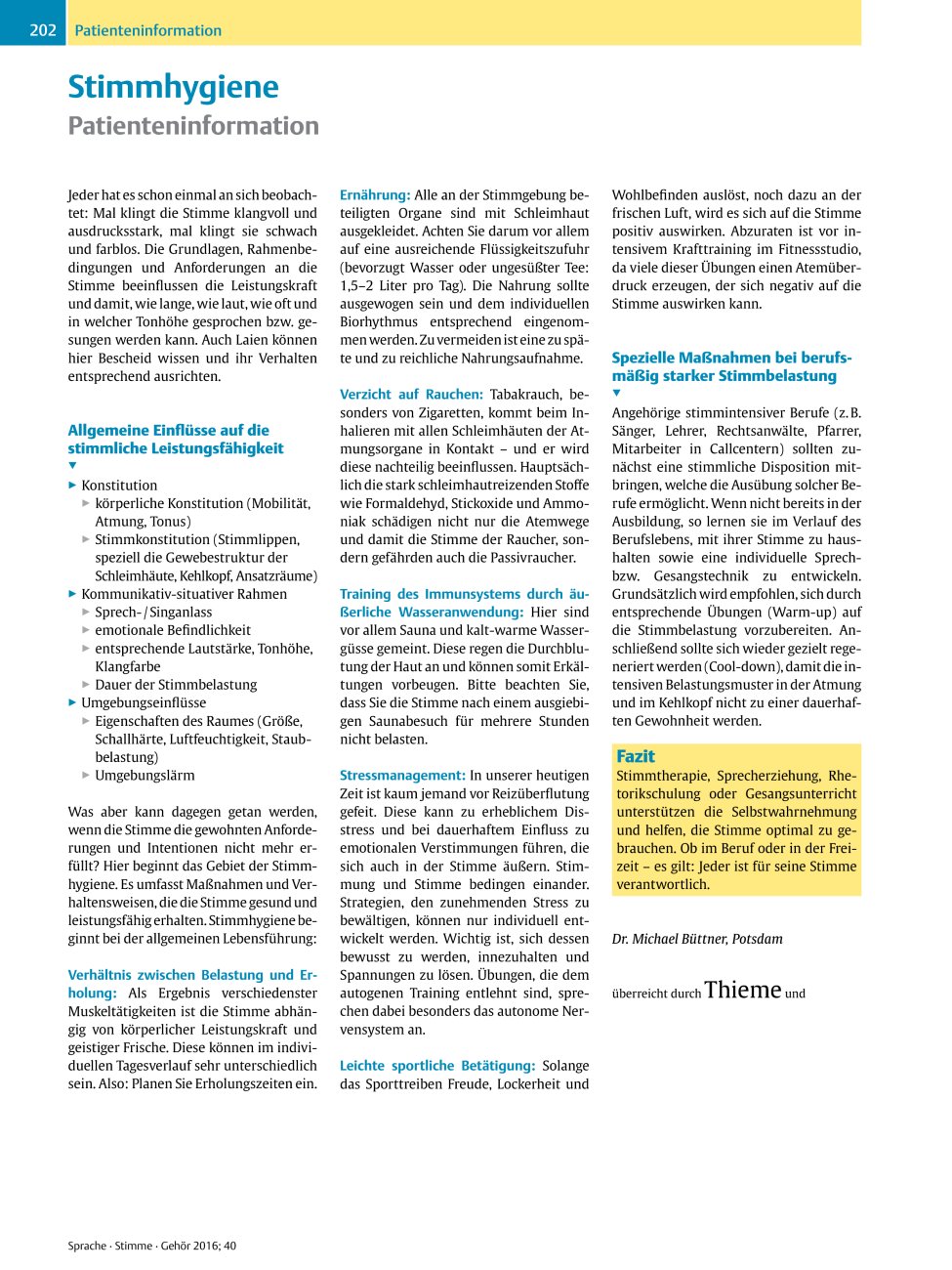 Vorschauseite 1: Stimmhygiene