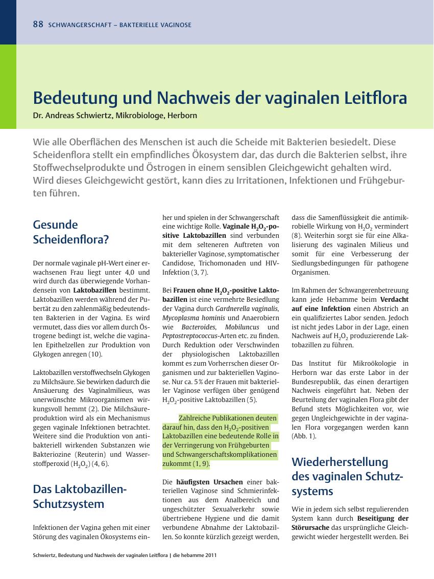 Vorschauseite 1: Bedeutung und Nachweis der vaginalen Leitflora