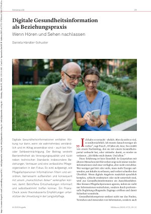Vorschauseite 1: Digitale Gesundheitsinformation als Beziehungspraxis Wenn Hören und Sehen nachlassen
