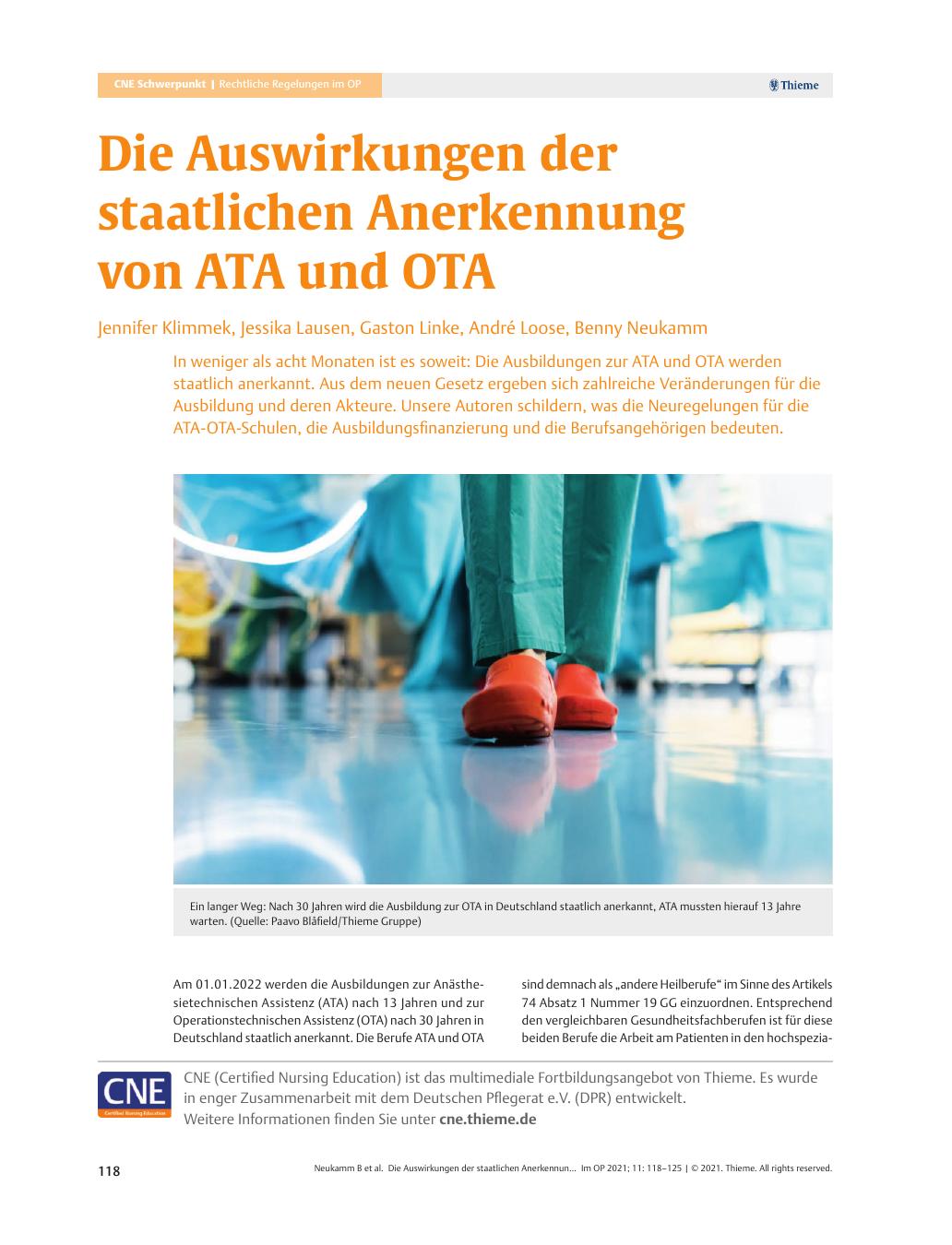 Vorschauseite 1: Die Auswirkungen der staatlichen Anerkennung von ATA und OTA
