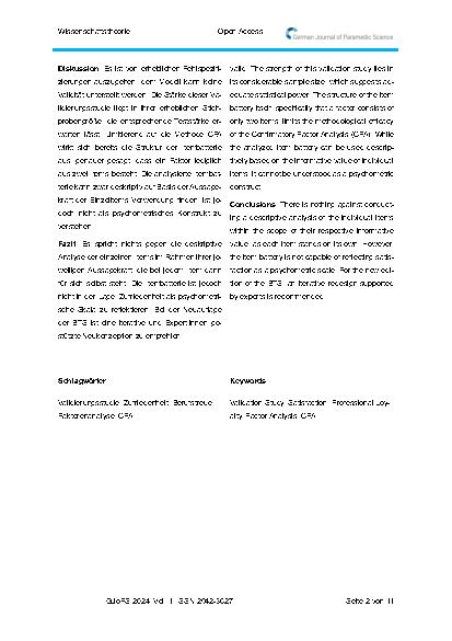 Vorschauseite 2: Faktoranalytische Validierung der zweiten Trendstudie zur Berufstreue bei angehenden Notfallsanitäter:innen