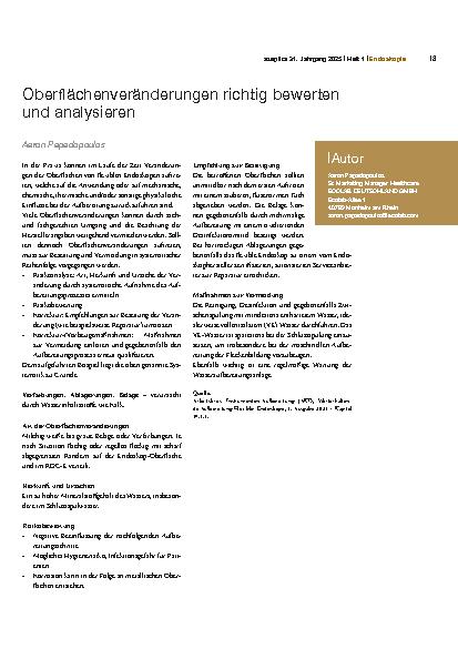 Vorschauseite 1: Oberflächenveränderungen richtig bewerten und analysieren