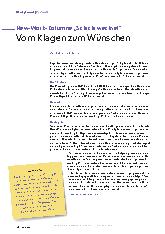 Vorschauseite 1: "Schichtwechsel" Vom Klagen zum Wünschen