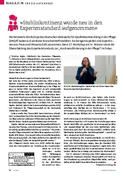 Vorschauseite 1: »Stuhlinkontinenz wurde neu in den Expertenstandard aufgenommen«