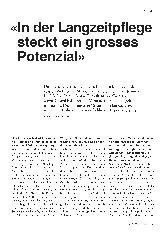 Vorschauseite 1: «In der Langzeitpflege steckt ein großes Potenzial»