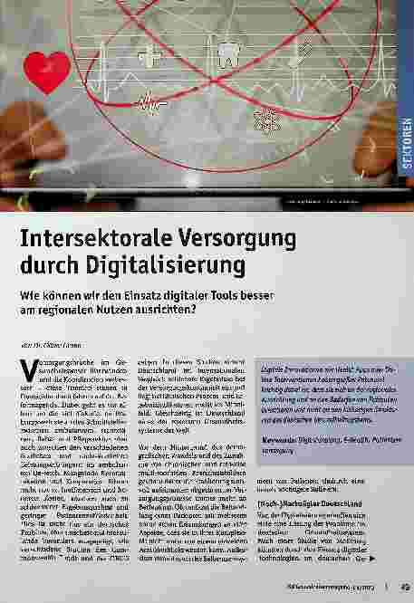 Vorschauseite 1: Intersektorale Versorgung durch Digitalisierung. Wie können wir den Einsatz digitaler Tools besser am regionalen Nutzen ausrichten?