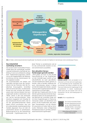 Vorschauseite 4: Das Arbeitsfeld nachhaltig verankern Gemeinwesenorientierte Ergotherapie in der Lehre