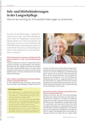 Vorschauseite 1: Sehund Hörbehinderungen in der Langzeitpflege Warum es wichtig ist, Sinnesbehinderungen zu erkennen