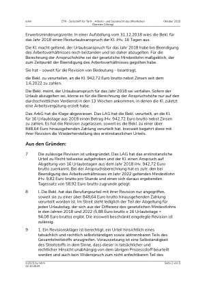 Vorschauseite 2: Berechnung des Urlaubsabgeltungsanspruchs – Referenzzeitraum