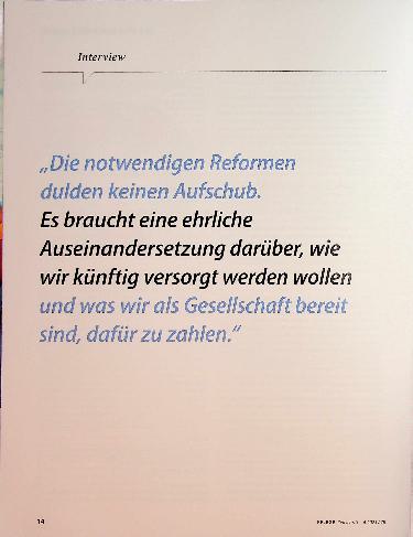 Vorschauseite 1: „Die notwendigen Reformen dulden keinen Aufschub.