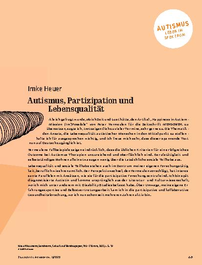 Vorschauseite 2: Autismus, Partizipation und Lebensqualität