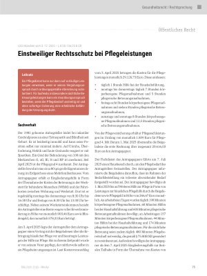 Vorschauseite 1: Einstweiliger Rechtsschutz bei Pflegeleistungen