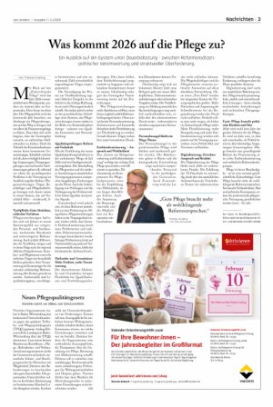 Vorschauseite 1: Was kommt 2026 auf die Pflege zu?