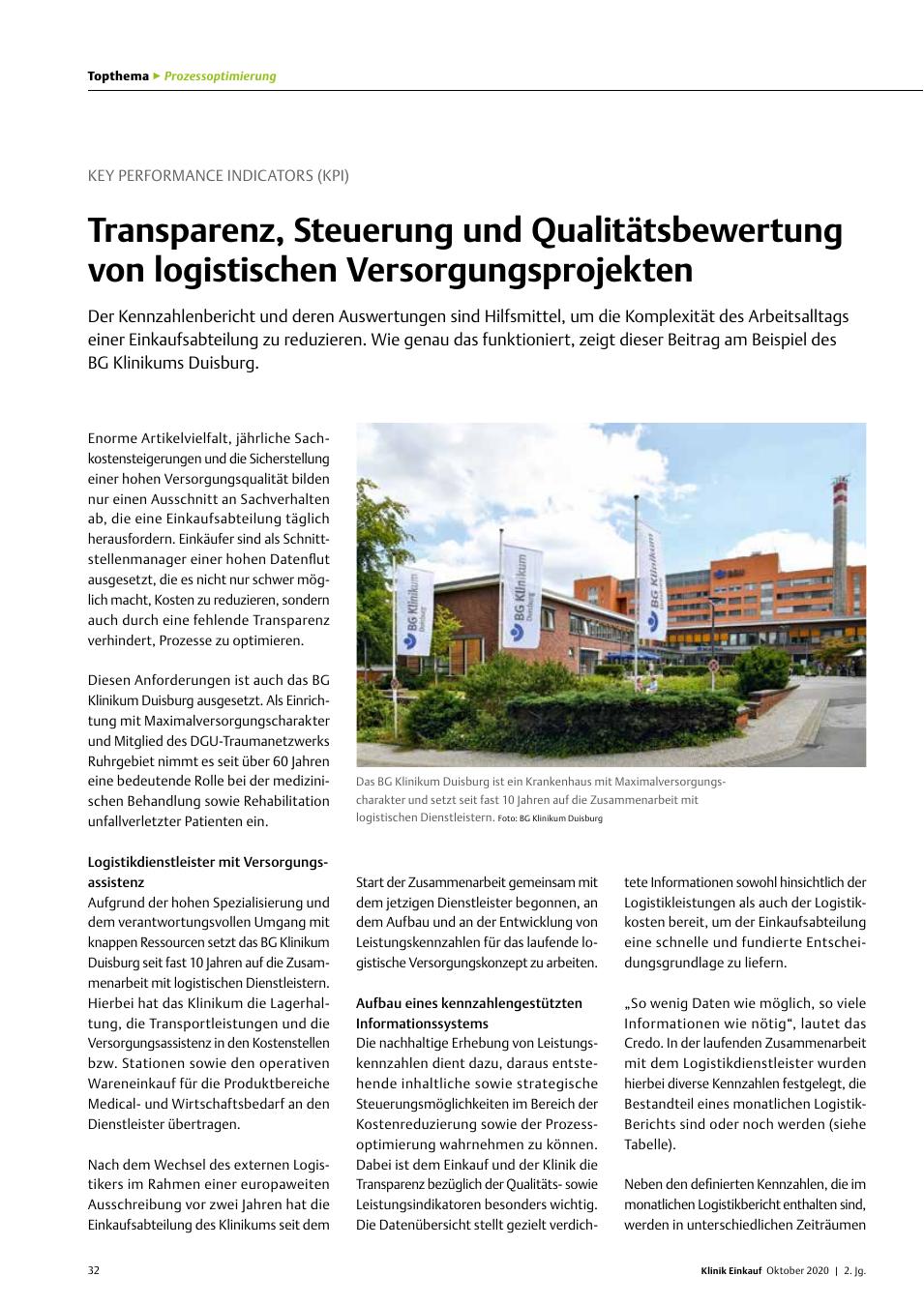 Vorschauseite 1: Key Performance Indicators (KPI): Transparenz, Steuerung und Qualitätsbewertung von logistischen Versorgungsprojekten