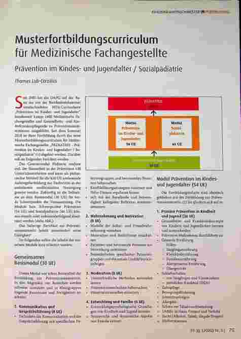 Vorschauseite 1: Musterfortbildungscurriculum für Medizinische Fachangestellte - Prävention im Kindesund Jugendalter / Sozialpädiatrie