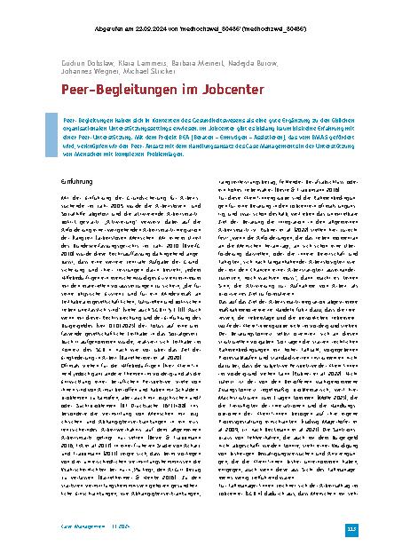 Vorschauseite 1: Peer-Begleitungen im Jobcenter