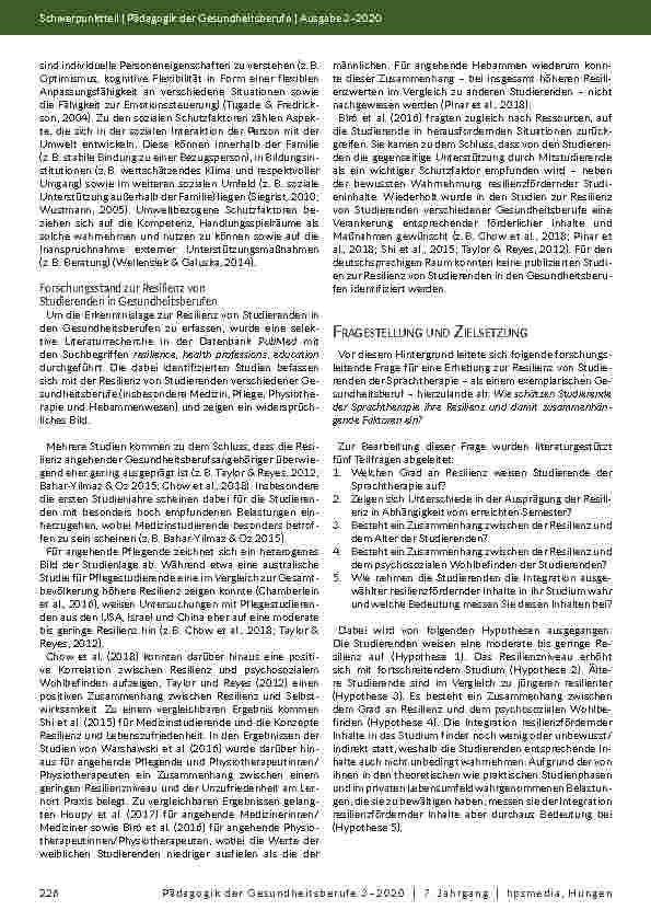 Vorschauseite 3: Resilienz und deren Förderung im Studium: Ergebnisse einer schriftlichen Befragung von Studierenden der Sprachtherapie