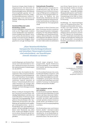 Vorschauseite 3: Investoren gesucht? Warum Krankenhäuser ohne Kapital, neue Strukturen und Investoren-Denken nicht zukunftsfähig bleiben