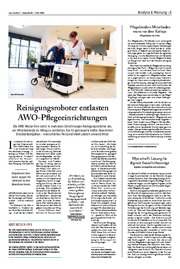 Vorschauseite 1: Reinigungsroboter entlasten AWO-Pflegeeinrichtungen