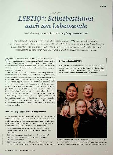 Vorschauseite 1: LSBTIQ*: Selbstbestimmt auch am Lebensende Die Bedeutung von End-of-Life-Planningfürqueere Menschen