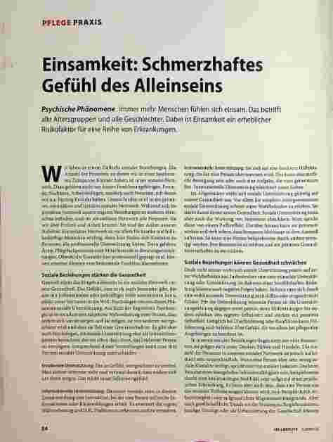 Vorschauseite 1: Einsamkeit: Schmerzhaftes Gefühl des Alleinseins